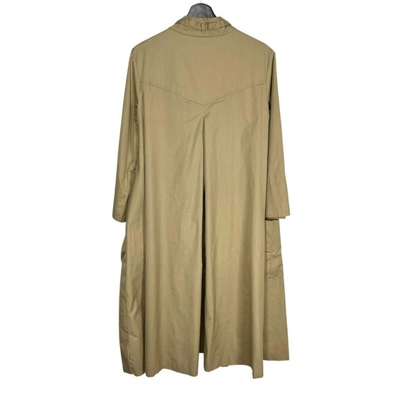 Vintage 90s Khaki Long Sleeve Button Up Full Length Tent Dress Large - Picture 4 of 11